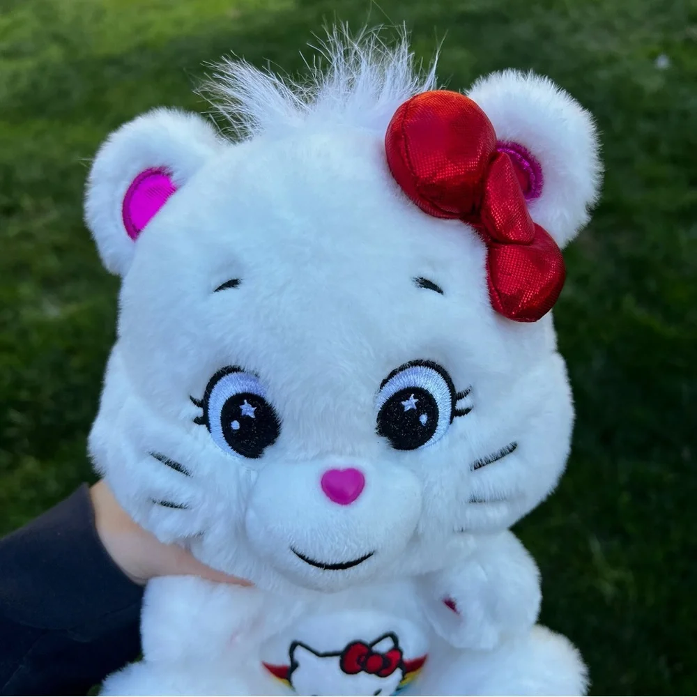 Sanrio Hello Kitty x Care Bears Cheer Bear Plush White Rainbow 10